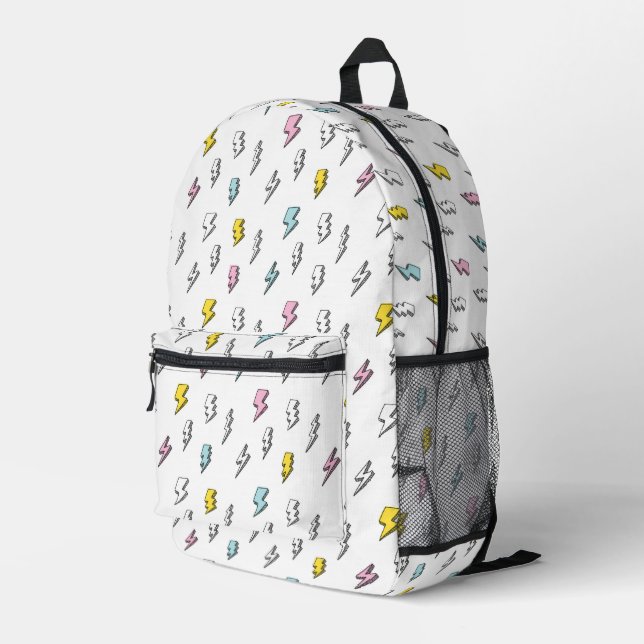 Cute Doodle Lightning Bolt Pattern Printed Backpack (Back Corner Right)