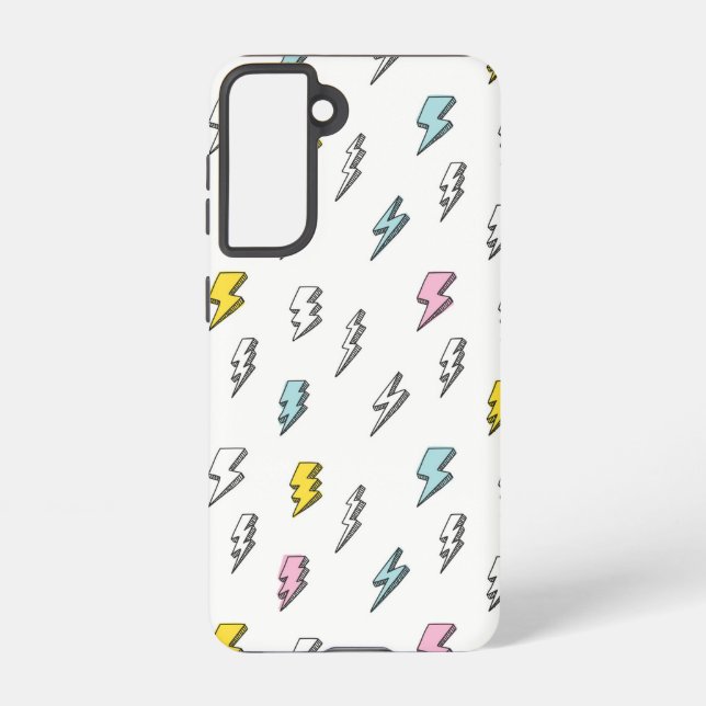 Cute Doodle Lightning Bolt Pattern Samsung Galaxy S21 Case (Back)
