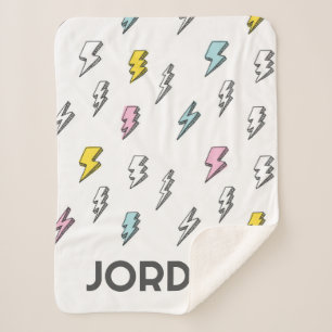 Cute Doodle Lightning Bolt Pattern Sherpa Blanket