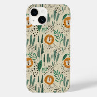Cute Doodle Lion Jungle Rainforest Pattern