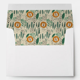 Cute Doodle Lion Jungle Rainforest Pattern Envelope