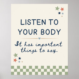 Cute Doodle Listen to Your Body School Nurse Poster
