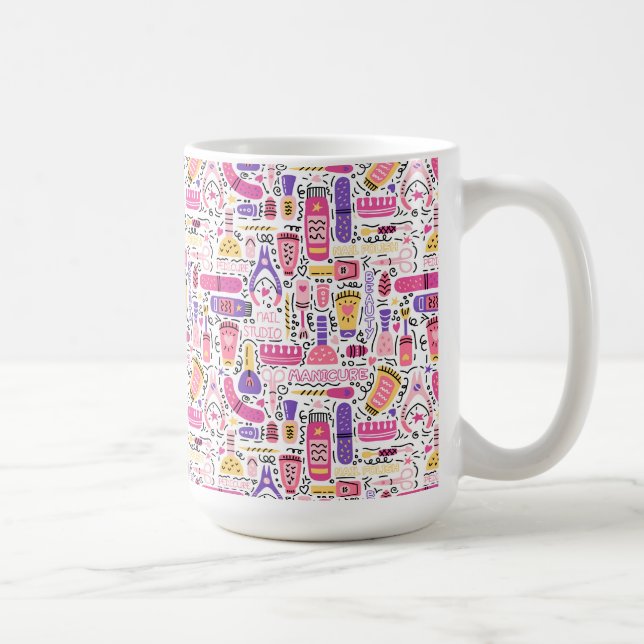 Cute Doodle Manicure Pattern Coffee Mug (Right)