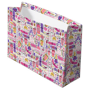 Cute Doodle Manicure Pattern Large Gift Bag