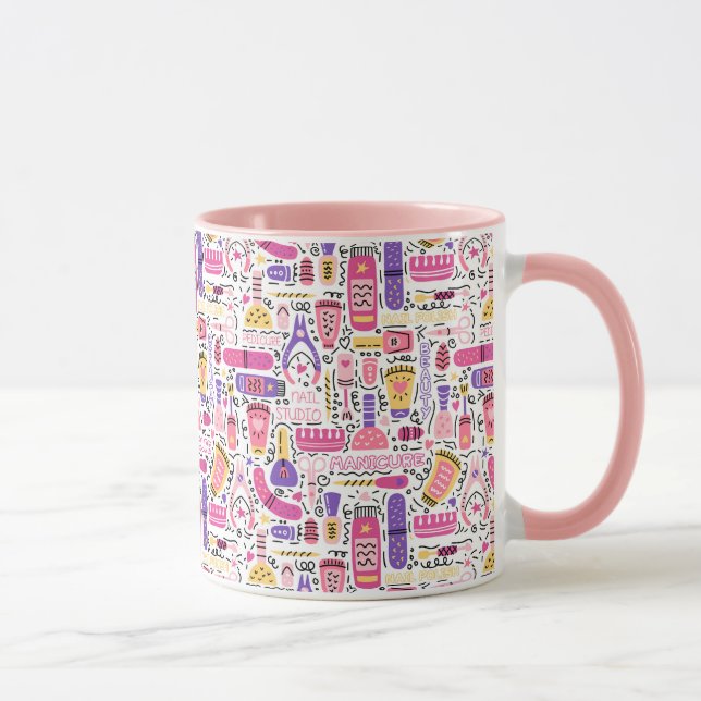 Cute Doodle Manicure Pattern Mug (Right)