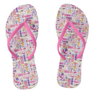 Cute Doodle Manicure Pattern Thongs