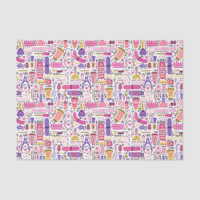 Cute Doodle Manicure Pattern Tissue Paper (Front)