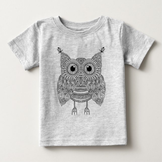Cute Doodle Owl Baby T-Shirt (Front)