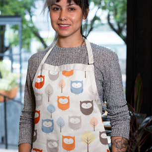 Cute Doodle Owls Apron
