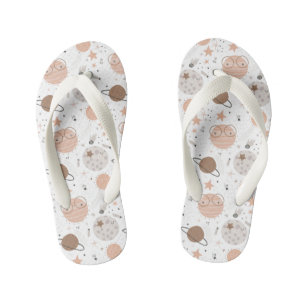 Cute Doodle Planet Pattern Kid's Thongs
