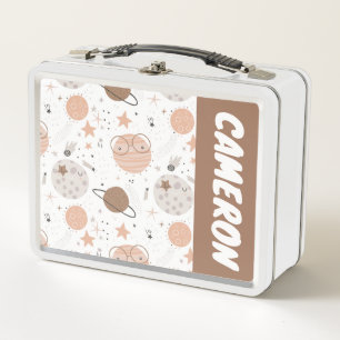 Cute Doodle Planet Pattern Metal Lunch Box