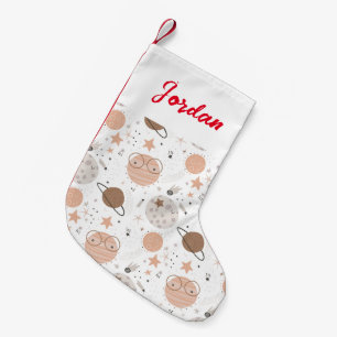Cute Doodle Planet Pattern Small Christmas Stocking
