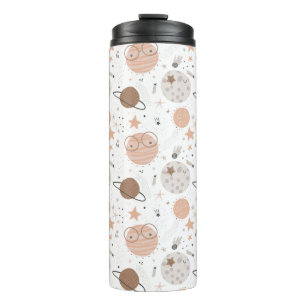 Cute Doodle Planet Pattern Thermal Tumbler