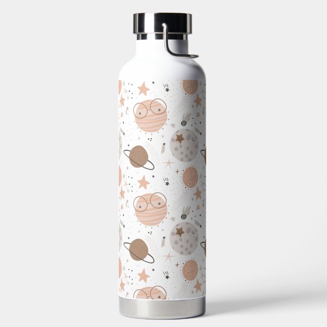 Cute Doodle Planet Pattern Water Bottle (Left)