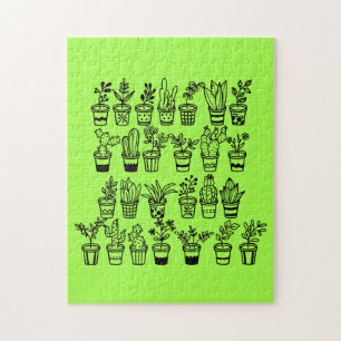 Cute Doodle Plants in Pots Jigsaw Puzzle