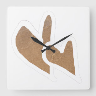 Cute Doodle Sand Hearts Coastal Sandy Beach 2021 Square Wall Clock
