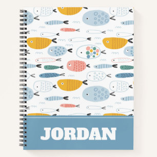 Cute Doodle School of Fish Pattern Notebook