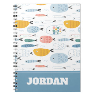 Cute Doodle School of Fish Pattern Notebook