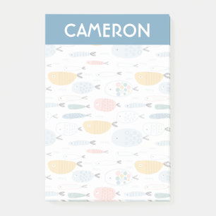 Cute Doodle School of Fish Pattern Post-it Notes