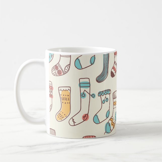 Cute Doodle Socks: Scandinavian Simplicity. Coffee Mug (Left)