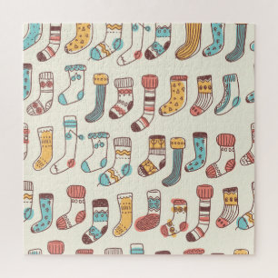 Cute Doodle Socks: Scandinavian Simplicity. Jigsaw Puzzle