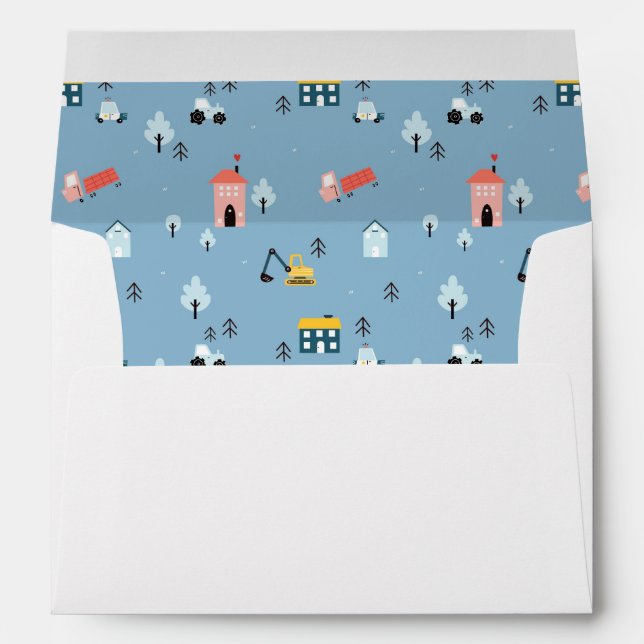 Cute Doodle Town Scene Pattern Envelope (Back (Bottom))