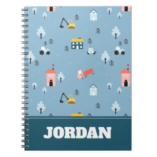 Cute Doodle Town Scene Pattern Notebook