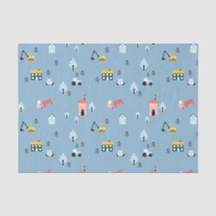 Cute Doodle Town Scene Pattern Tissue Paper