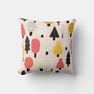 Cute doodle trees seamless vintage pattern. Repeat Cushion