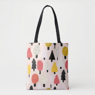 Cute doodle trees seamless vintage pattern. Repeat Tote Bag