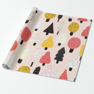 Cute doodle trees seamless vintage pattern. Repeat Wrapping Paper