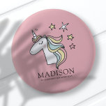 Cute Doodle Unicorn and Stars Birthday 6 Cm Round Badge<br><div class="desc">Available here:
http://www.zazzle.com/selectpartysupplies</div>