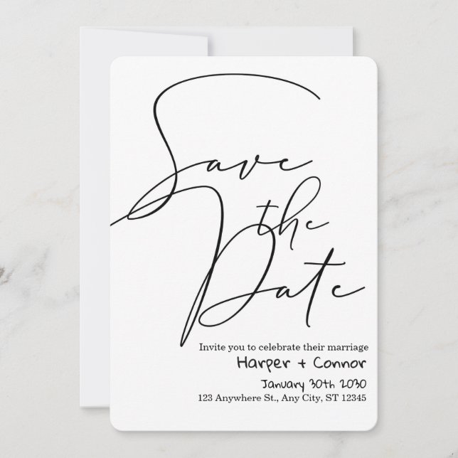 Cute Doodle Wedding Save the Date Invitation (Front)