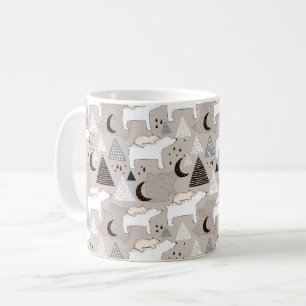 Cute Doodle Woodland Bear Pattern Coffee Mug
