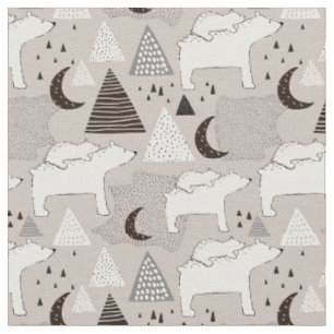 Cute Doodle Woodland Bear Pattern Fabric