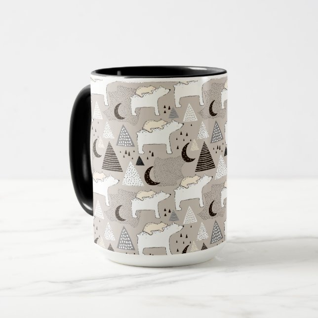 Cute Doodle Woodland Bear Pattern Mug (Front Left)