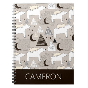 Cute Doodle Woodland Bear Pattern Notebook
