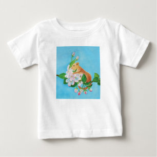  Cute Dormouse on blooming branch of apple tree  Baby T-Shirt