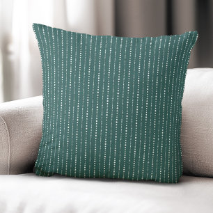 Cute dot stripes white pine green cushion