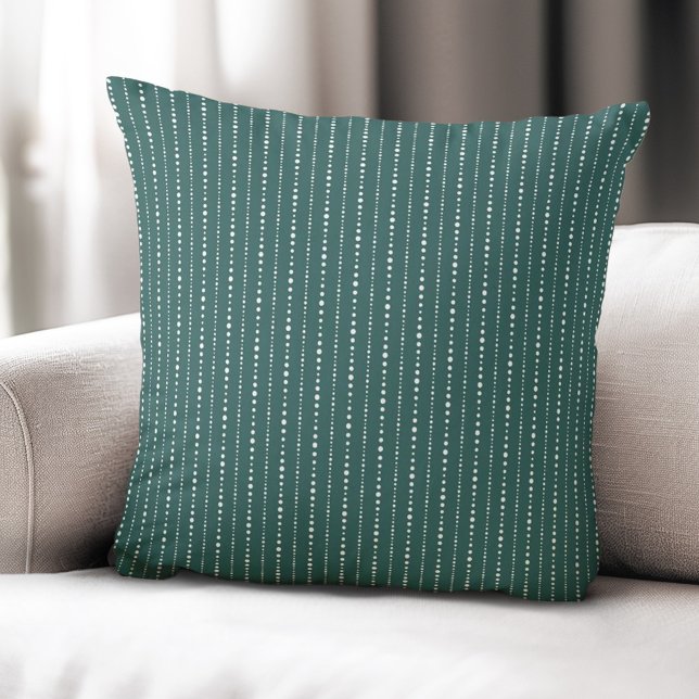 Cute dot stripes white pine green cushion (Cute dot stripes white pine green throw pillow)