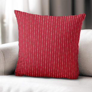 Cute dot stripes white red cushion