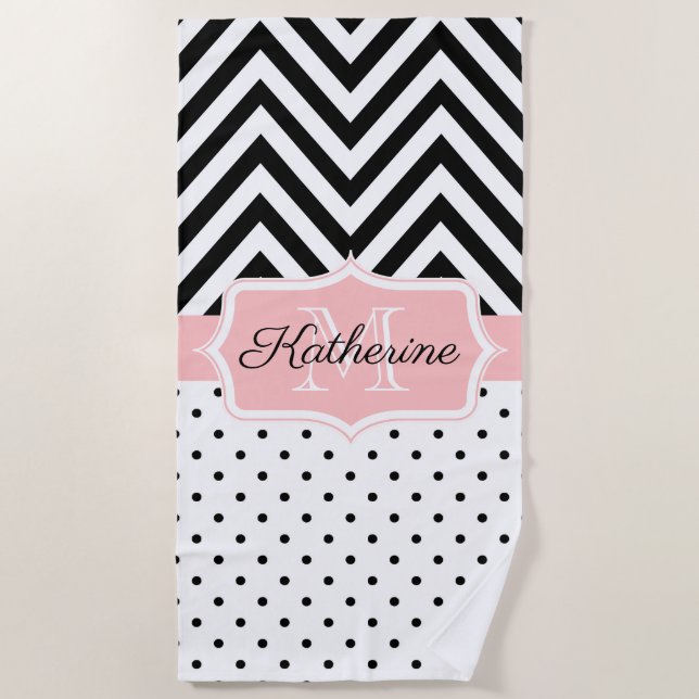 Cute Dots and Chevron Beach Towel (Front)