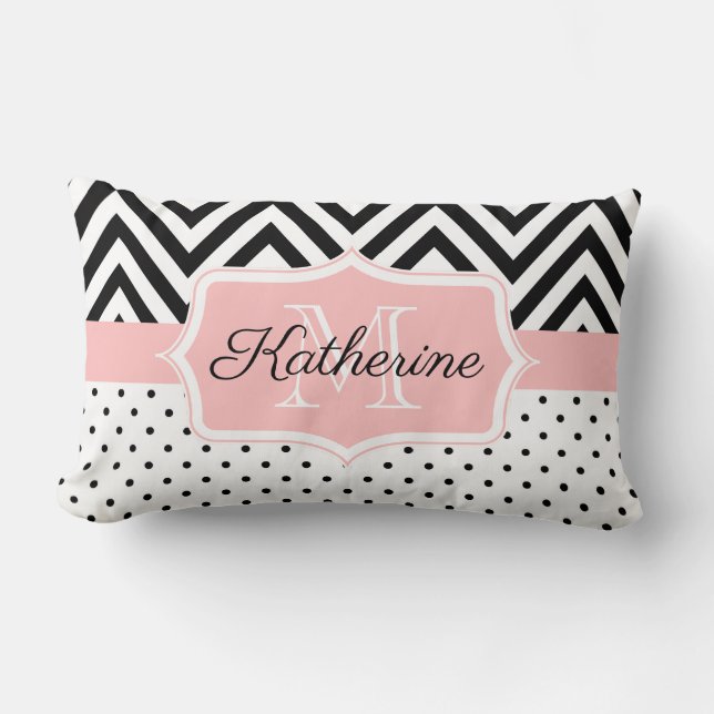 Cute Dots and Chevron Lumbar Cushion (Front)