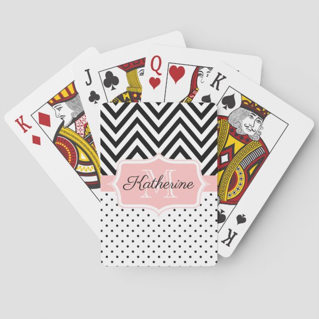 Cute Dots and Chevron Playing Cards (Back)