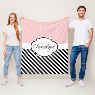 Cute Dots and Stripes Fleece Blanket