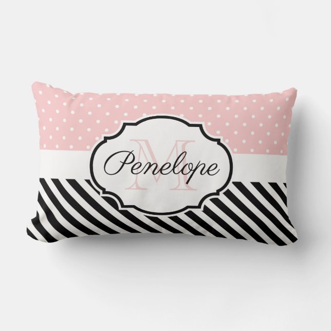 Cute Dots and Stripes Lumbar Cushion (Front)