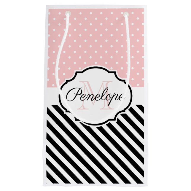 Cute Dots and Stripes Small Gift Bag (Front)