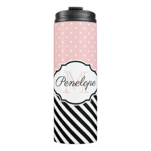 Cute Dots and Stripes Thermal Tumbler