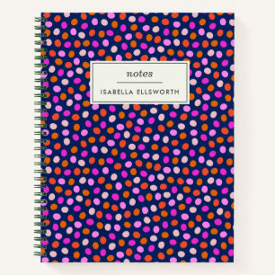 Cute Dots Spots Bright Blue Purple Personalised Notebook