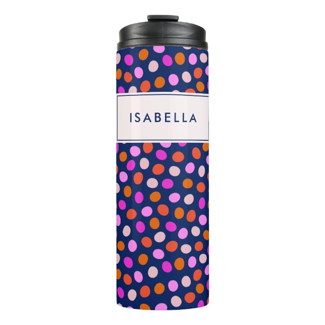 Cute Dots Spots Bright Blue Purple Personalised Thermal Tumbler (Front)